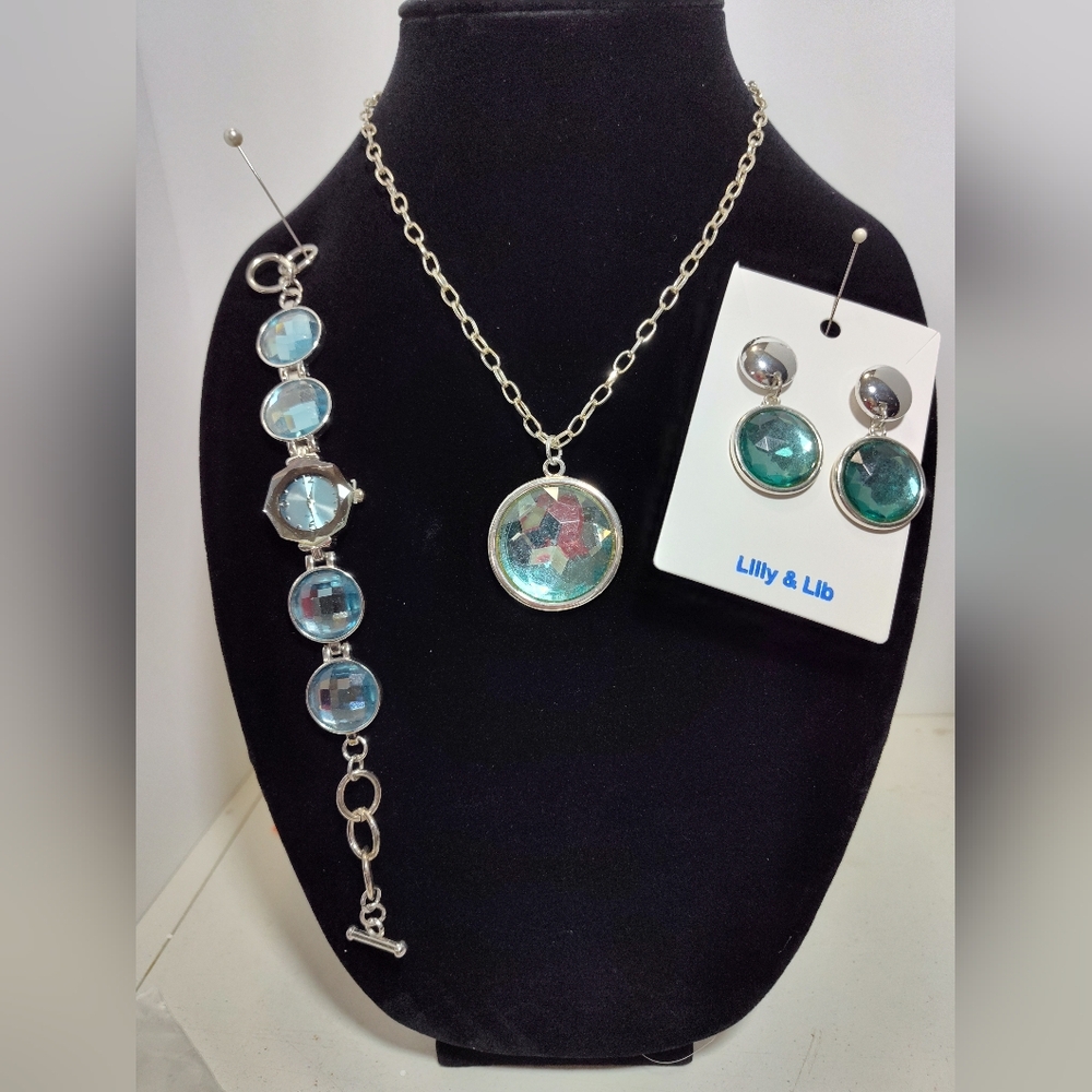 Silver and Blue Jewelry Set